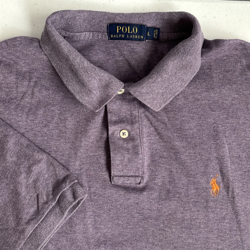 Polo‎ Ralph Lauren Men's Large Purple Cotton Sort Sleeve Polo with Orange Pony
